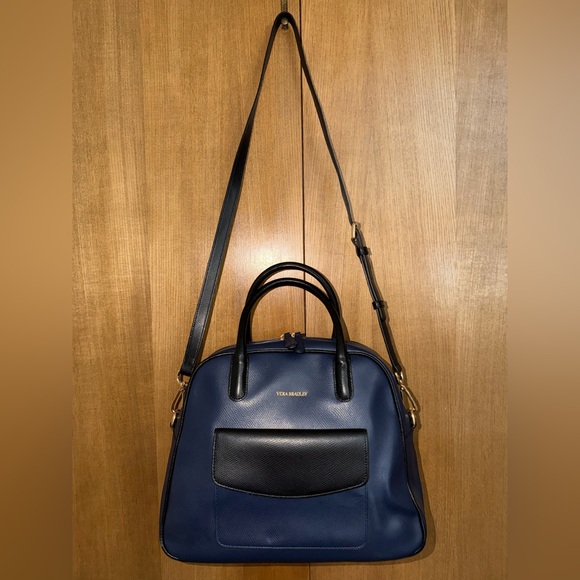 Vera Bradley Leather Satchel Crossbody – Navy & Black - Picture 12 of 16